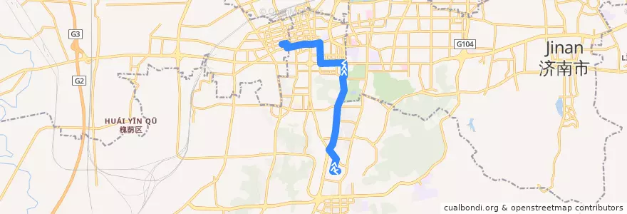 Mapa del recorrido 129玉函南区东站—>省立医院 de la línea  en Shizhong District.