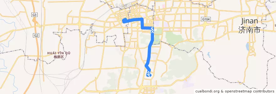 Mapa del recorrido 129省立医院—>玉函南区东站 de la línea  en Shizhong District.