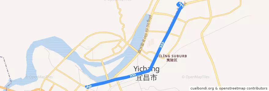 Mapa del recorrido BRT de la línea  en 夷陵区.