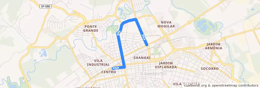 Mapa del recorrido Terminal Central - Circular Central de la línea  en Mogi das Cruzes.