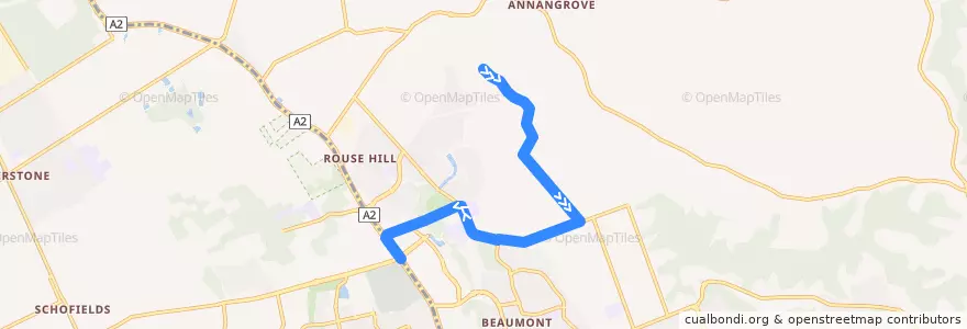 Mapa del recorrido Rouse Hill de la línea  en The Hills Shire Council.