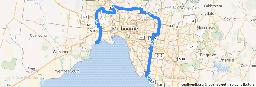 Mapa del recorrido Bus 903: Mordialloc Shopping Centre → Altona railway station de la línea  en Виктория.