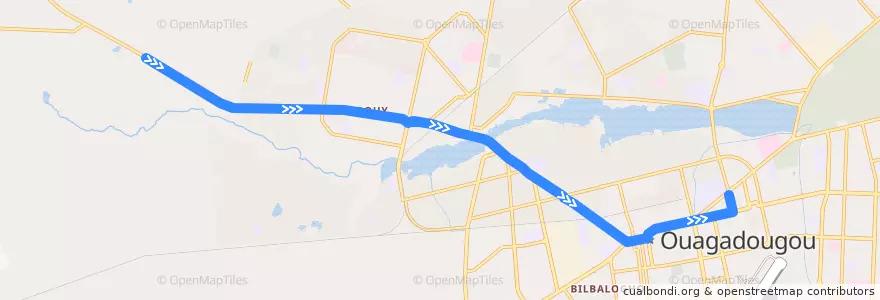 Mapa del recorrido 3: Terminus Bissighin→Terminus Zone des écoles de la línea  en Ouagadougou.