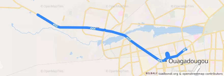 Mapa del recorrido 3: Zone des écoles→Terminus Bissighin de la línea  en Уагадугу.