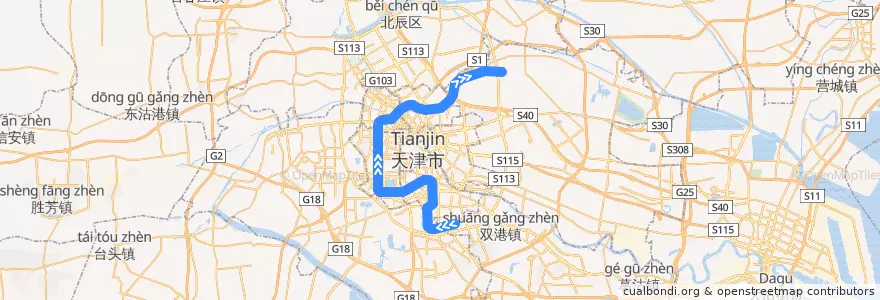 Mapa del recorrido 天津地铁6号线 de la línea  en تيانجين.