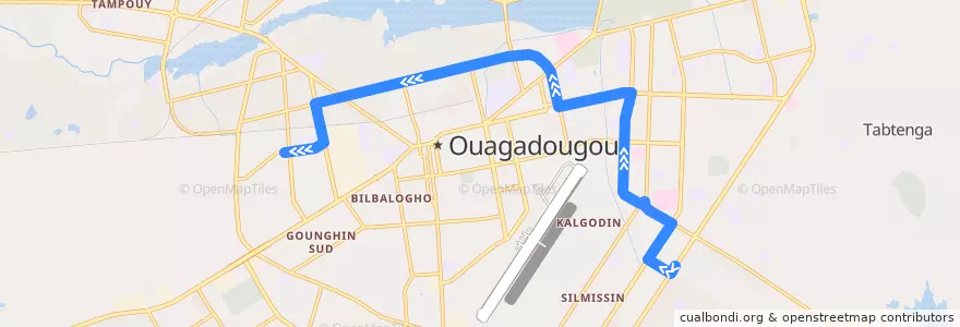 Mapa del recorrido 3LSE: SIAO→ Cité Chinoise de la línea  en Ouagadougou.