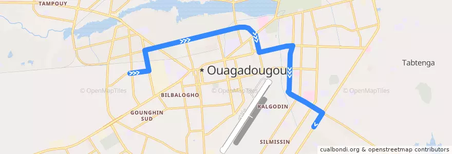 Mapa del recorrido 3LSE: Cité Chinoise→SIAO de la línea  en Ouagadougou.