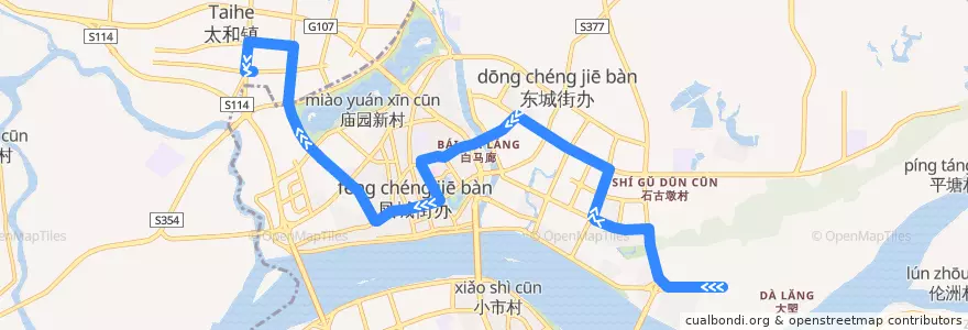 Mapa del recorrido 清远131路公交（碧桂园江与峸→城北客运站） de la línea  en 清城区 (Qingcheng).