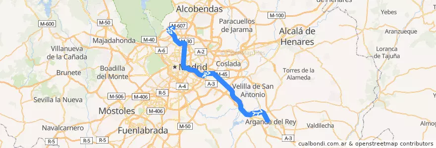 Mapa del recorrido Línea 9: Paco de Lucía-Arganda del Rey de la línea  en منطقة مدريد.