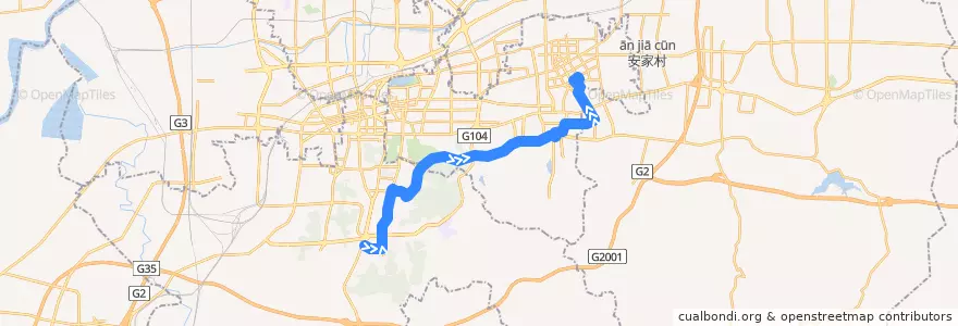 Mapa del recorrido T5领秀城西门—>颖秀路新泺大街 de la línea  en チーナン;済南市.