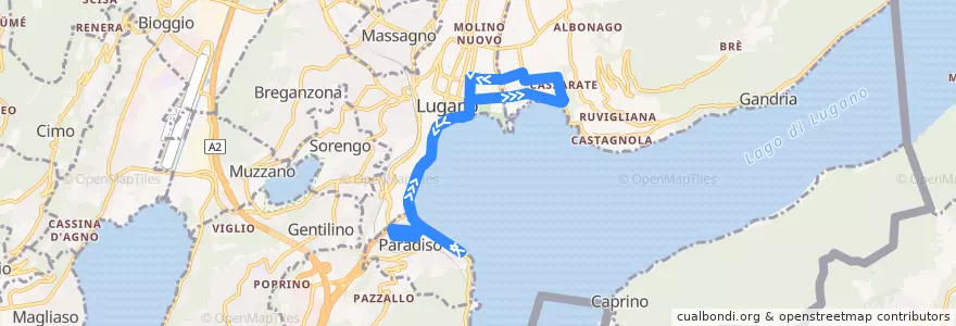 Mapa del recorrido Trenino Turistico Lugano de la línea  en Distretto di Lugano.