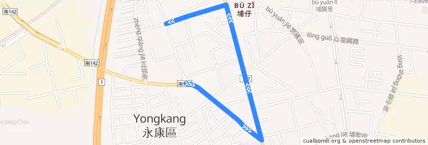 Mapa del recorrido 20路(繞駛永康國中_返程) de la línea  en District de Yongkang.