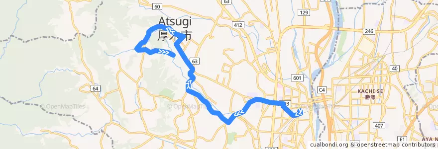 Mapa del recorrido 厚木32系統 de la línea  en 厚木市.
