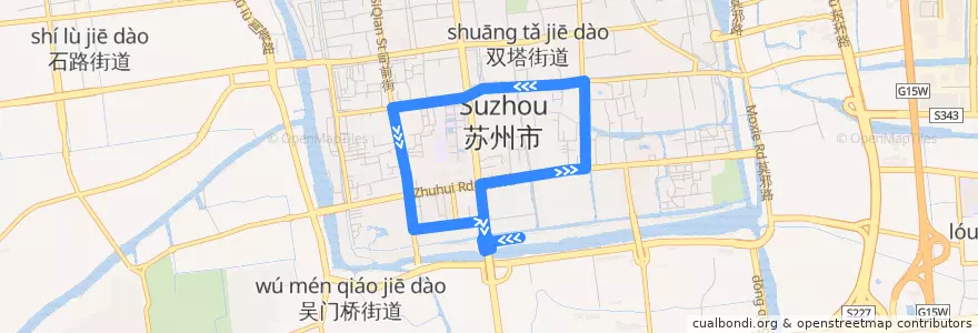 Mapa del recorrido 社区巴士9011路 de la línea  en Gusu District.
