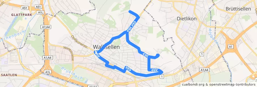 Mapa del recorrido Bus 771/772: Rundkurs Wallisellen de la línea  en Wallisellen.