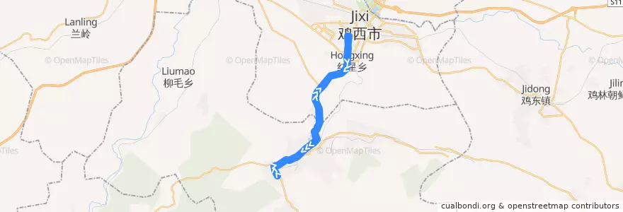 Mapa del recorrido 5大恒山 de la línea  en 鶏西市.