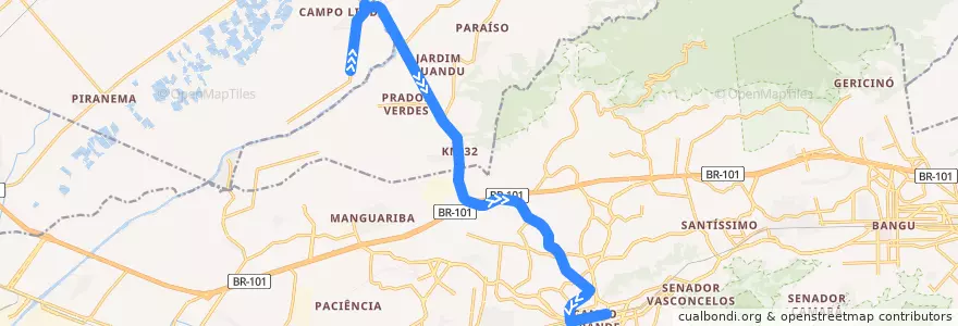 Mapa del recorrido Ônibus 737P - Campo Lindo → Campo Grande de la línea  en Região Geográfica Imediata do Rio de Janeiro.