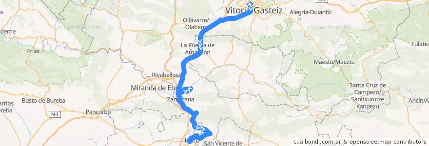 Mapa del recorrido A12 Vitoria-Gasteiz → Haro (Salinillas - Berantevilla) de la línea  en Alava.