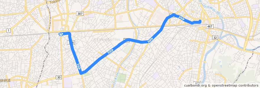 Mapa del recorrido 藤06:辻堂駅南口=>藤沢駅北口 de la línea  en Фулзисава.