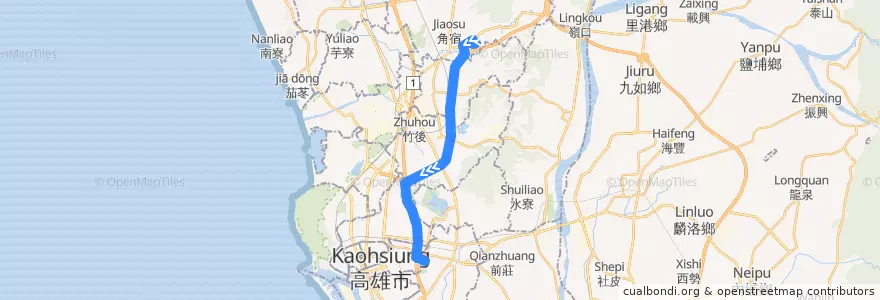 Mapa del recorrido 鳳山燕巢城市快線(返程) de la línea  en Kaohsiung.