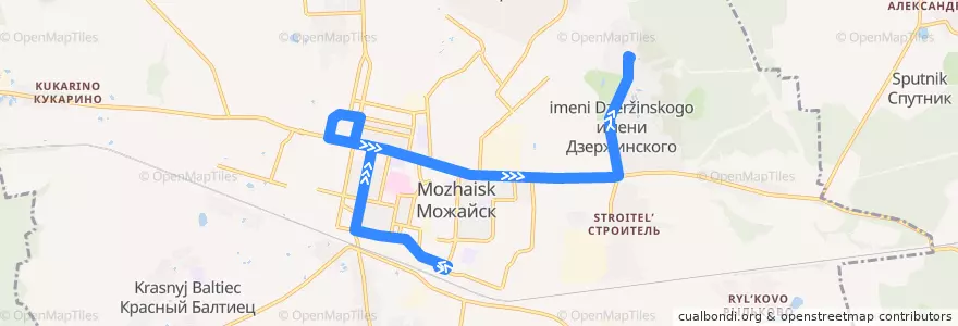 Mapa del recorrido Автобус № 2: Автостанция Можайск => Гаражи de la línea  en Можайский городской округ.