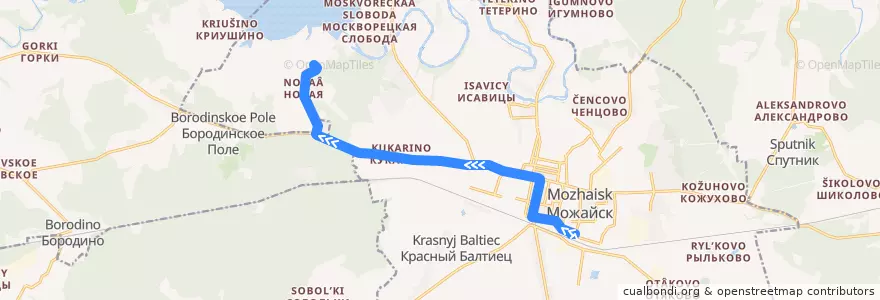 Mapa del recorrido Автобус № 24: Автостанция Можайск => Гидроузел de la línea  en Можайский городской округ.