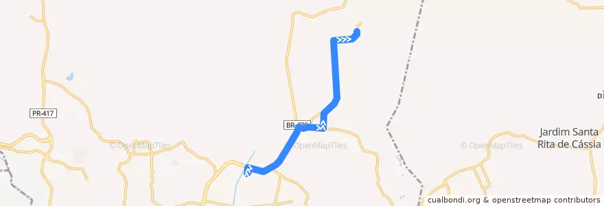 Mapa del recorrido São Dimas de la línea  en Colombo.