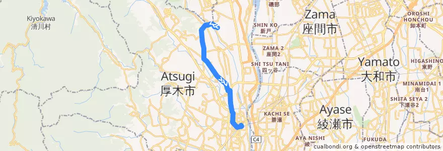 Mapa del recorrido 厚木07系統 de la línea  en 厚木市.