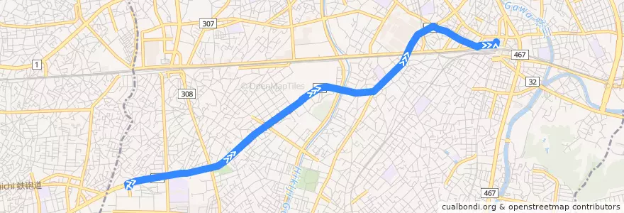 Mapa del recorrido 藤04:辻堂団地=>藤沢駅北口 de la línea  en 藤沢市.