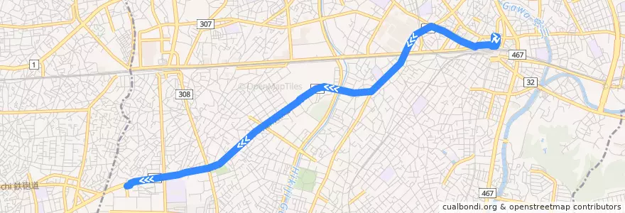 Mapa del recorrido 藤04:藤沢駅北口=>辻堂団地 de la línea  en 藤沢市.