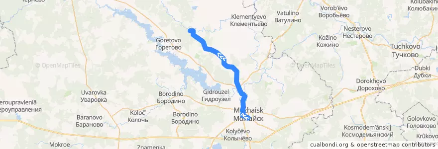 Mapa del recorrido Автобус № 46: Автостанция Можайск => Перещапово-2 de la línea  en Можайский городской округ.