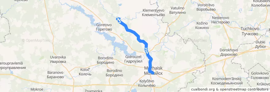 Mapa del recorrido Автобус № 46: Перещапово-2 => Автостанция Можайск de la línea  en Можайский городской округ.