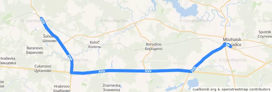 Mapa del recorrido Автобус № 40: Уваровка => Автостанция Можайск de la línea  en Можайский городской округ.