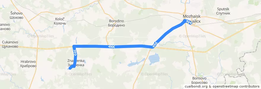 Mapa del recorrido Автобус № 39: Автостанция Можайск => Городок К-510 (Знаменка) de la línea  en Можайский городской округ.