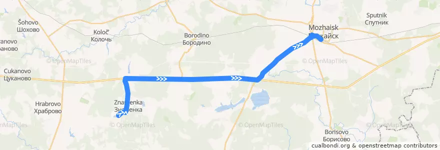Mapa del recorrido Автобус № 39: Городок К-510 (Знаменка) => Автостанция Можайск de la línea  en Можайский городской округ.