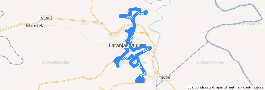 Mapa del recorrido São Roque ⇒ Centro ⇒ Pedro Zanella de la línea  en Laranjal Paulista.