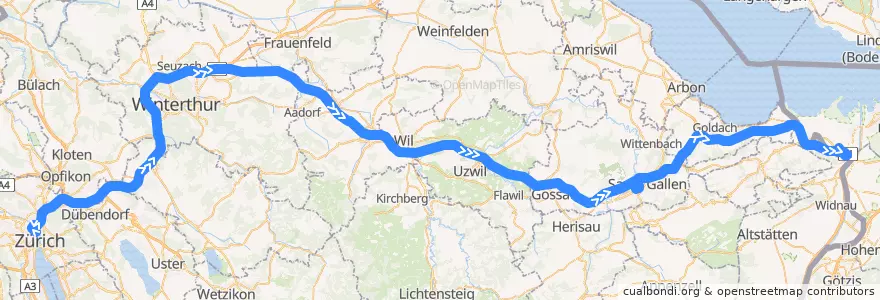 Mapa del recorrido Flixbus 283: Zürich, HB (Carpark Sihlquai) => Prag, ÙAN Florenc de la línea  en スイス.