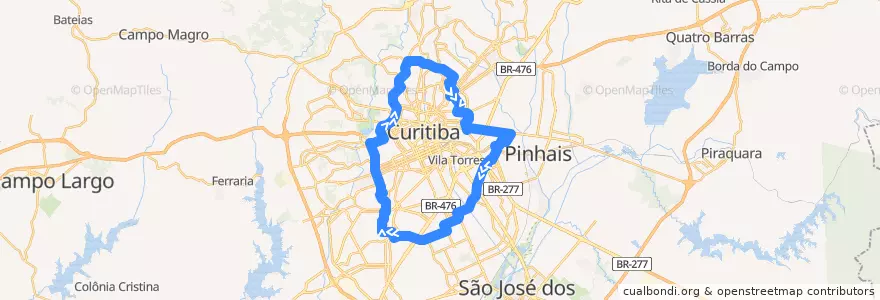 Mapa del recorrido Interbairros II (Horário) de la línea  en Curitiba.