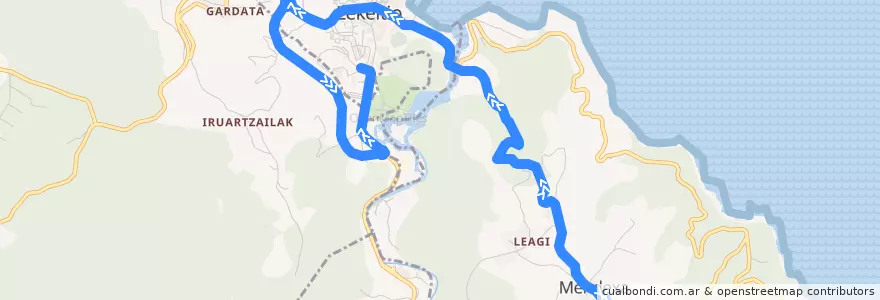 Mapa del recorrido A3536 Mendexa → Lekeitio de la línea  en Lea-Artibai.