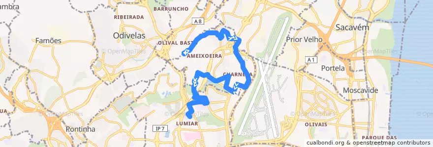 Mapa del recorrido bus 40B: Alto do Chapeleiro → Lumiar de la línea  en لشبونة.