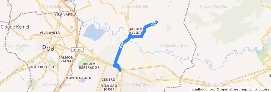 Mapa del recorrido Terminal - Jd. Varan de la línea  en Suzano.