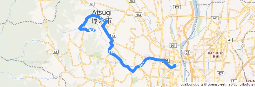 Mapa del recorrido 厚木46系統 de la línea  en Atsugi.