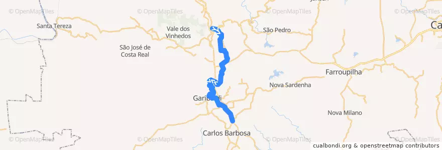 Mapa del recorrido Maria Fumaça de la línea  en Região Geográfica Imediata de Bento Gonçalves.