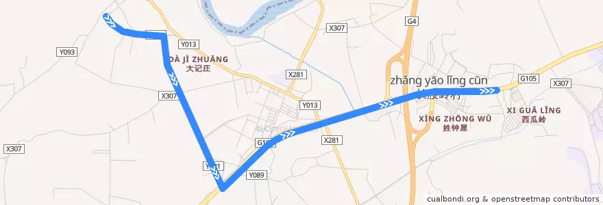 Mapa del recorrido 734路(寮采村委总站-广州华南商贸职业学院总站) de la línea  en Baiyun District.