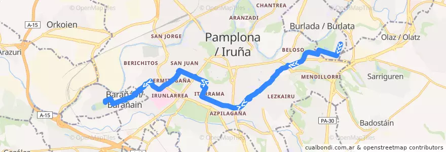 Mapa del recorrido TUC L19 de la línea  en Наварра.