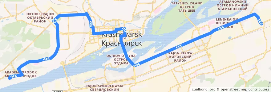 Mapa del recorrido Автобус 2: Автовокзал Восточный — Дом учёных de la línea  en городской округ Красноярск.