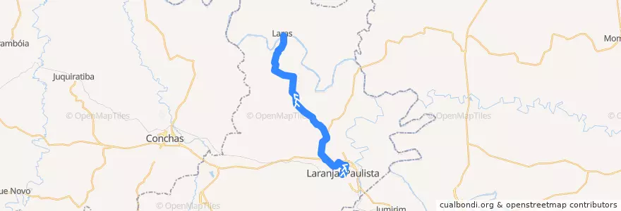 Mapa del recorrido Laranjal Paulista ⇒ Laras de la línea  en Laranjal Paulista.