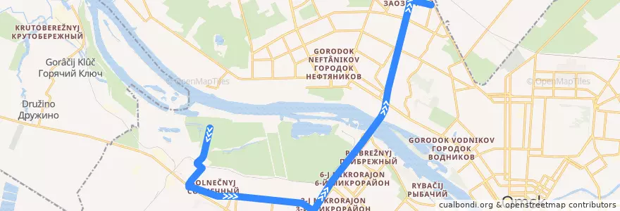Mapa del recorrido Автобус №90 : Сады Медик - Бархатовой de la línea  en городской округ Омск.