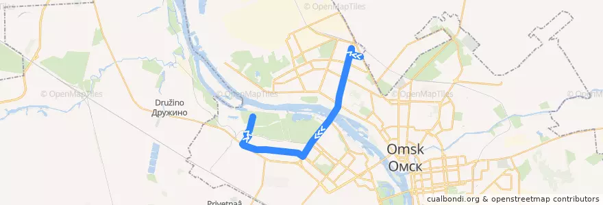 Mapa del recorrido Автобус №90 : Бархатовой - Сады Медик de la línea  en городской округ Омск.