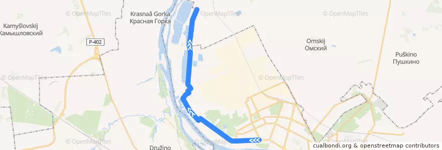 Mapa del recorrido Автобус №25 : Нефтезаводская - Новоалександровка de la línea  en オムスク管区.